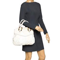 Valentino White Leather Braided Handle Hobo