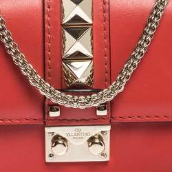 Pre Owned Valentino Red Leather Mini Glam Lock Shoulder Bag