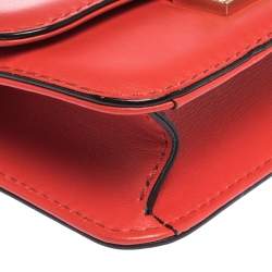 Pre Owned Valentino Red Leather Mini Glam Lock Shoulder Bag