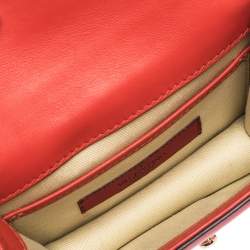 Pre Owned Valentino Red Leather Mini Glam Lock Shoulder Bag