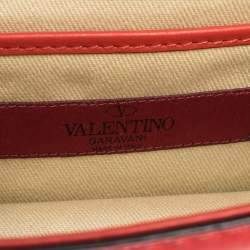 Pre Owned Valentino Red Leather Mini Glam Lock Shoulder Bag