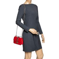 Pre Owned Valentino Red Leather Mini Glam Lock Shoulder Bag