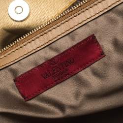 Pre Owned Valentino Beige Canvas, Sequin and Beaded Floral Applique Tote