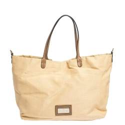 Pre Owned Valentino Beige Canvas, Sequin and Beaded Floral Applique Tote