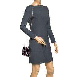 Pre Owned Valentino Pink Leopard Print Plexiglass Chain Clutch