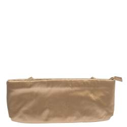 Pre Owned Valentino Gold Satin Pleated Clutch