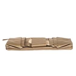 Pre Owned Valentino Gold Satin Pleated Clutch