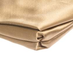 Pre Owned Valentino Gold Satin Pleated Clutch