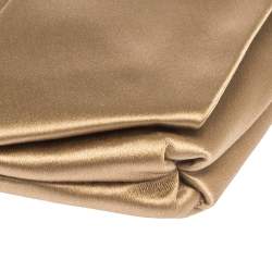 Pre Owned Valentino Gold Satin Pleated Clutch