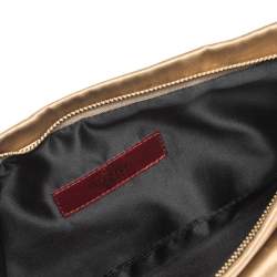 Pre Owned Valentino Gold Satin Pleated Clutch