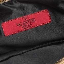 Pre Owned Valentino Gold Satin Pleated Clutch