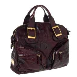 Pre Owned Valentino Dark Burgundy Leather Triple Zip Satchel
