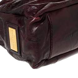 Pre Owned Valentino Dark Burgundy Leather Triple Zip Satchel