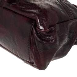 Pre Owned Valentino Dark Burgundy Leather Triple Zip Satchel