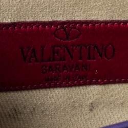Pre Owned Valentino Purple Leather Mini Rockstud Glam Lock Flap Bag