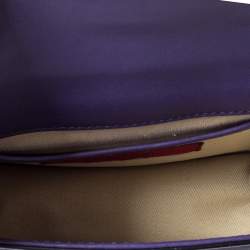 Pre Owned Valentino Purple Leather Mini Rockstud Glam Lock Flap Bag