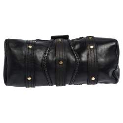 Pre Owned Valentino Black Leather Crystal Embellished Catch Satchel