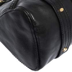 Pre Owned Valentino Black Leather Crystal Embellished Catch Satchel