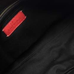 Pre Owned Valentino Black Leather Crystal Embellished Catch Satchel