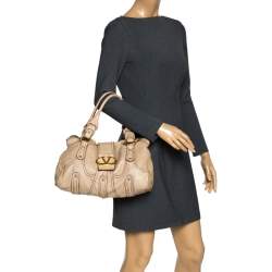 Pre Owned Valentino Beige Soft Leather Catch Satchel