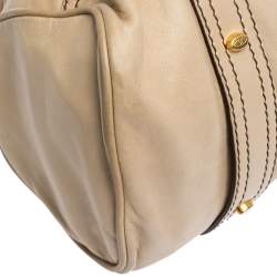 Pre Owned Valentino Beige Soft Leather Catch Satchel