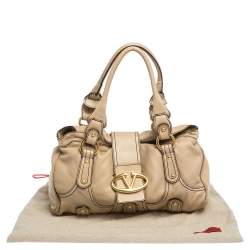 Pre Owned Valentino Beige Soft Leather Catch Satchel
