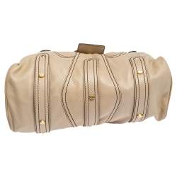 Pre Owned Valentino Beige Soft Leather Catch Satchel