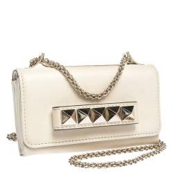 Pre Owned Valentino Vanilla Leather Mini Va Va Voom Chain Clutch