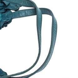 Pre Owned Valentino Blue Leather Ruffle Idylle Hobo