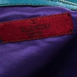 Pre Owned Valentino Blue Leather Ruffle Idylle Hobo