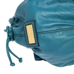 Pre Owned Valentino Blue Leather Ruffle Idylle Hobo
