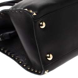 Pre Owned Valentino Black Leather Medium Rockstud Satchel