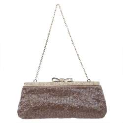 Pre Owned Valentino Multicolor Beaded Fabric Crystal Embellishment Frame Chain Clutch