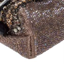Pre Owned Valentino Multicolor Beaded Fabric Crystal Embellishment Frame Chain Clutch
