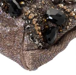 Pre Owned Valentino Multicolor Beaded Fabric Crystal Embellishment Frame Chain Clutch