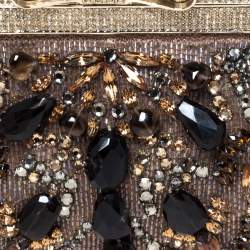 Pre Owned Valentino Multicolor Beaded Fabric Crystal Embellishment Frame Chain Clutch