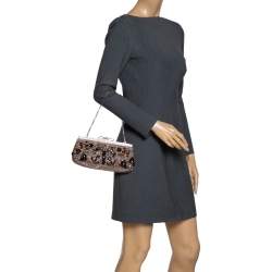 Pre Owned Valentino Multicolor Beaded Fabric Crystal Embellishment Frame Chain Clutch