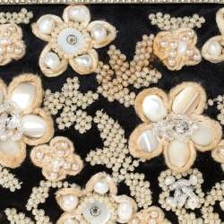 مملوكة مسبقً ا Valentino Black Satin Embellished Chain Clutch