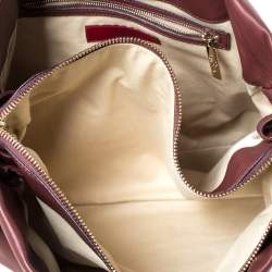 Pre Owned Valentino Burgundy Studded Soft Leather Bow Tote