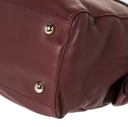 Pre Owned Valentino Burgundy Studded Soft Leather Bow Tote