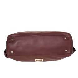 Pre Owned Valentino Burgundy Studded Soft Leather Bow Tote