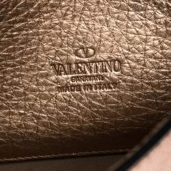 Pre Owned Valentino Metallic Rose Gold Leather Small Rockstud Shoulder Bag