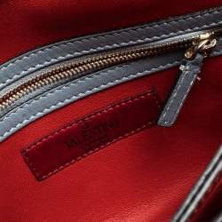 Pre Owned Valentino Blue Dust Leather Rockstud Wristlet Clutch