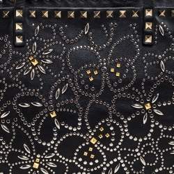 Pre Owned Valentino Black Leather Rockstud Shopper Tote