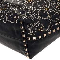 Pre Owned Valentino Black Leather Rockstud Shopper Tote