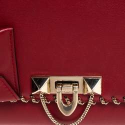 Pre Owned Valentino Red Leather Demilune Tote