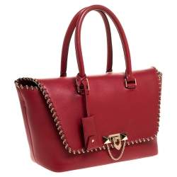 Pre Owned Valentino Red Leather Demilune Tote