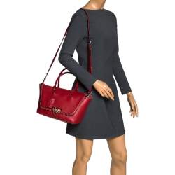 Pre Owned Valentino Red Leather Demilune Tote