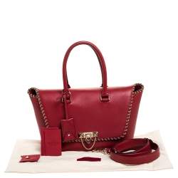 Pre Owned Valentino Red Leather Demilune Tote