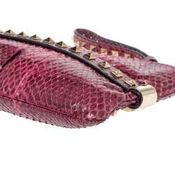 Valentino Pink Python Rockstud Wristlet Clutch